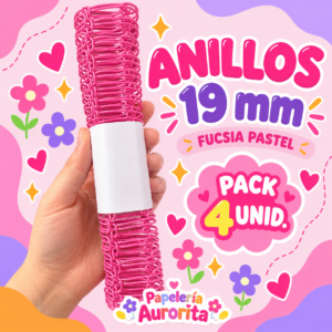 Anillos de 19 mm fucsia pastel (4 unidades)