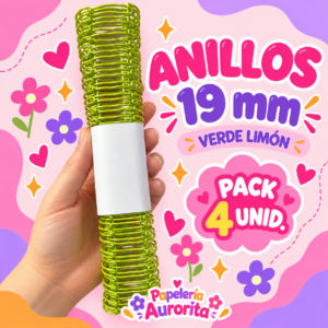 Anillos de 19 mm verde limón (4 unidades)