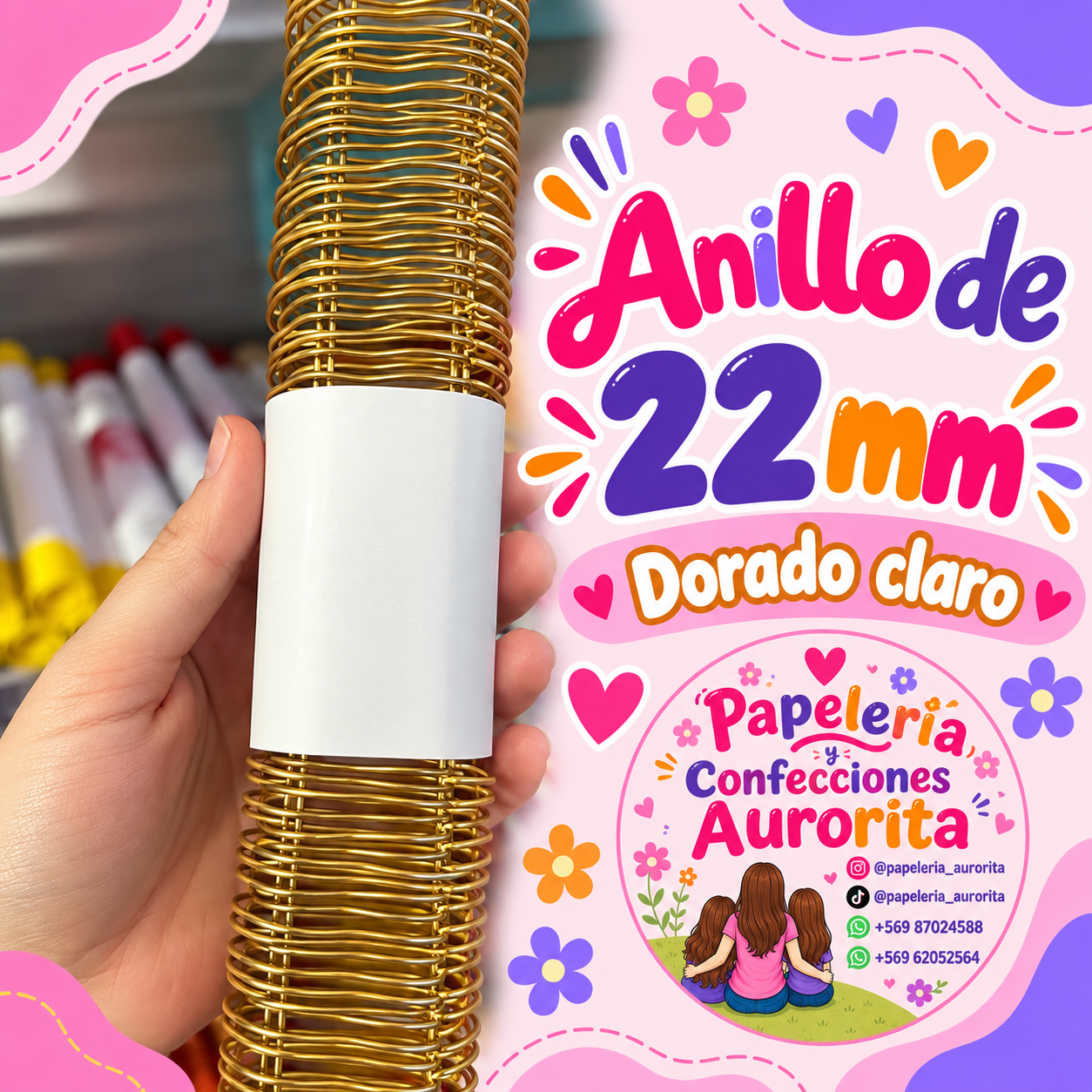 Anillos de 22 mm dorado claro (4 unidades)