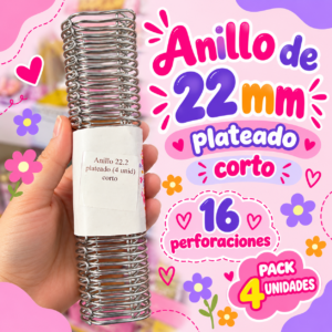 Anillos cortos de 22 mm plateado (4 unidades)