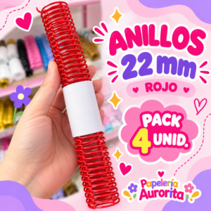 Anillos de 22 mm rojo (4 unidades)