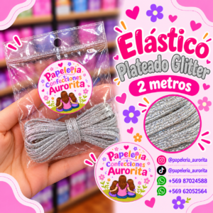 Elástico plateado glitter (2 metros)