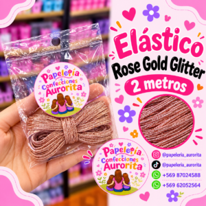 Elástico rose gold glitter (2 metros)