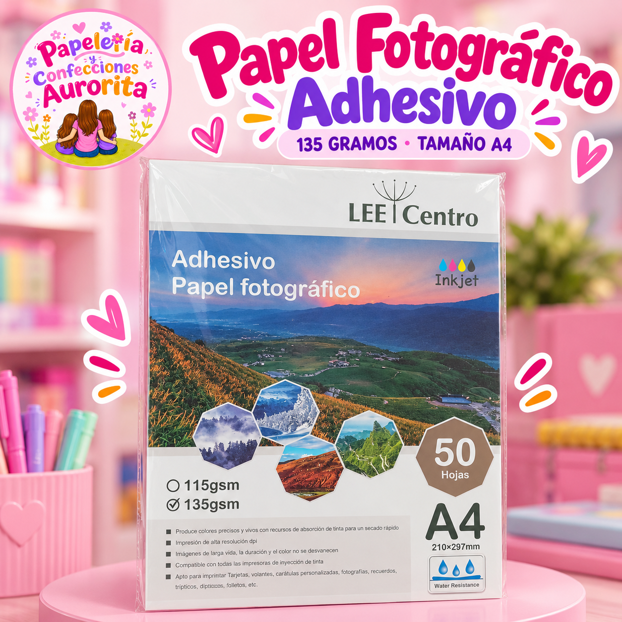 Papel adhesivo de 135 gsm Lee Centro